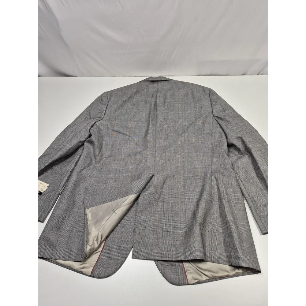 VTG Sansabelt Suit Mens 48 Gray Poly Wool Plaid Tweed 2 Piece 44x36 USA NWT